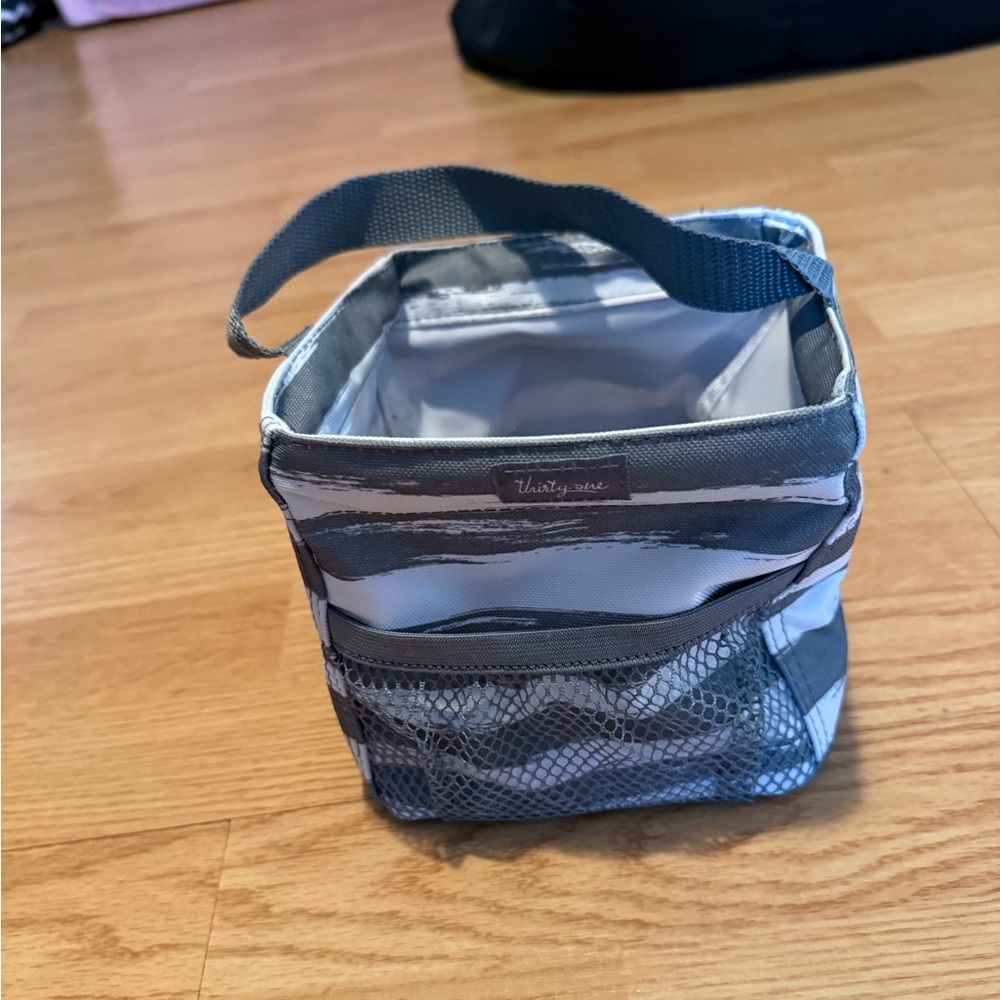 Thirty One grey striped small carry it all caddy